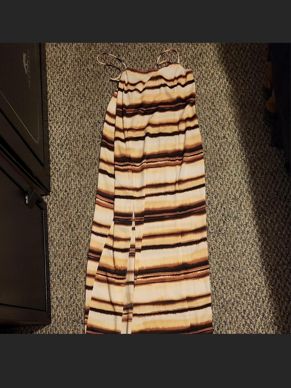 Bar III Brown and Cream Striped Maxi Skirt